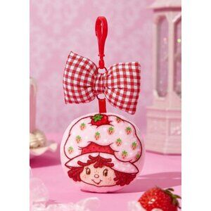 Strawberry Shortcake Plush Keychain w/ Gingham Bow Cute Cartoon Character Bag